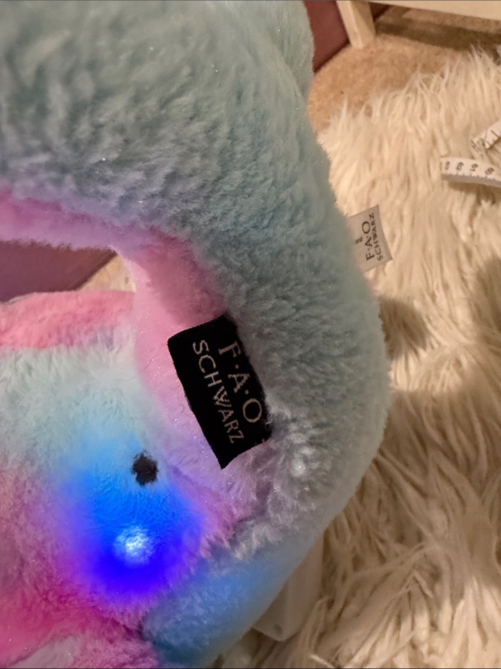 FAO Schwarz Glow Brights Toy Plush LED With Sound 17" Plush Narwhal - Picture 7 of 9